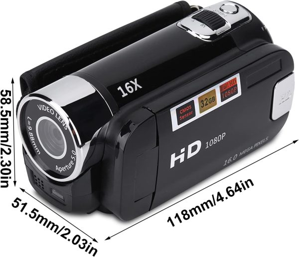 Camcorder, Full HD Handheld Video Camera 16X High Definition Digital Cam Recorder 2.4 Inch LCD Screen DV Camera for Vlogging Recording (US Standard) - Image 7