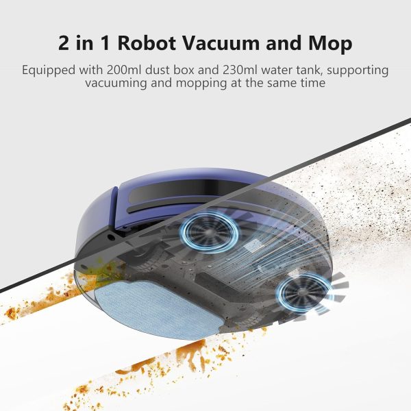 Robot Vacuum and Mop Combo, WiFi/App/Voice, Robotic Vacuum Cleaner with Schedule, 2 in 1 Mopping Robot Vacuum with Water Tank and Dustbin, Self-Charging, Slim, Ideal for Hard Floor, Pet Hair, Carpet - Image 4