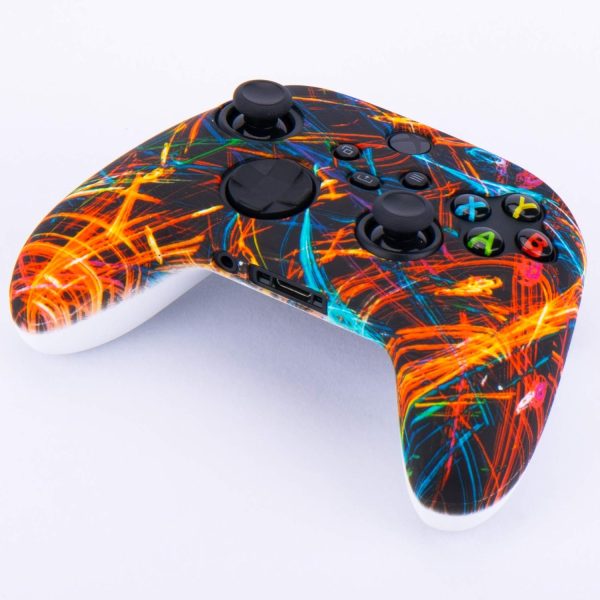 Silicone Printing Thickened Cover Skin Case for Xbox Series X/S Controller x 1(Night Beam) with Thumb Grips x 10 - Image 2