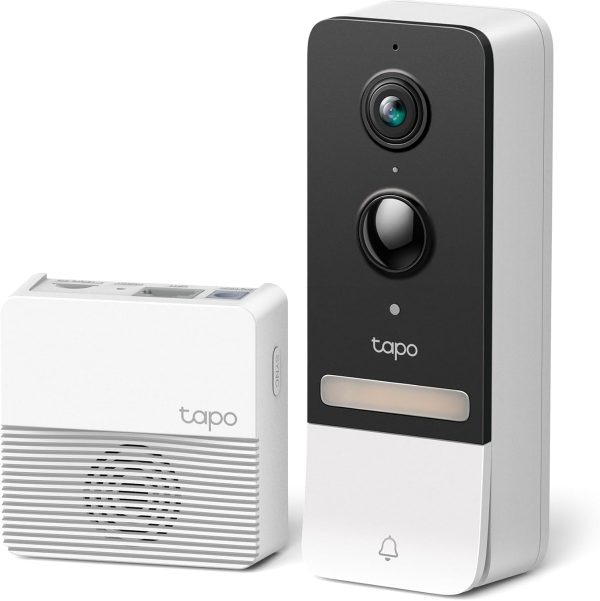 Tapo TP-Link Smart Video Doorbell Camera, Battery Powered, Chime Included, 2K 5MP, Color Night Vision, 2-Way Audio, Free AI Detection, Cloud/SD Card Storage, Works w/Alexa & Google Home, D230S1